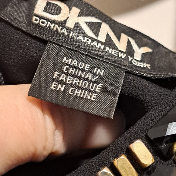 DKNY Black Mini Dress with Gold Accents Size 6 - Picture 5 of 8